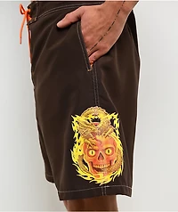 Empyre Skull Brown Cargo Board Shorts