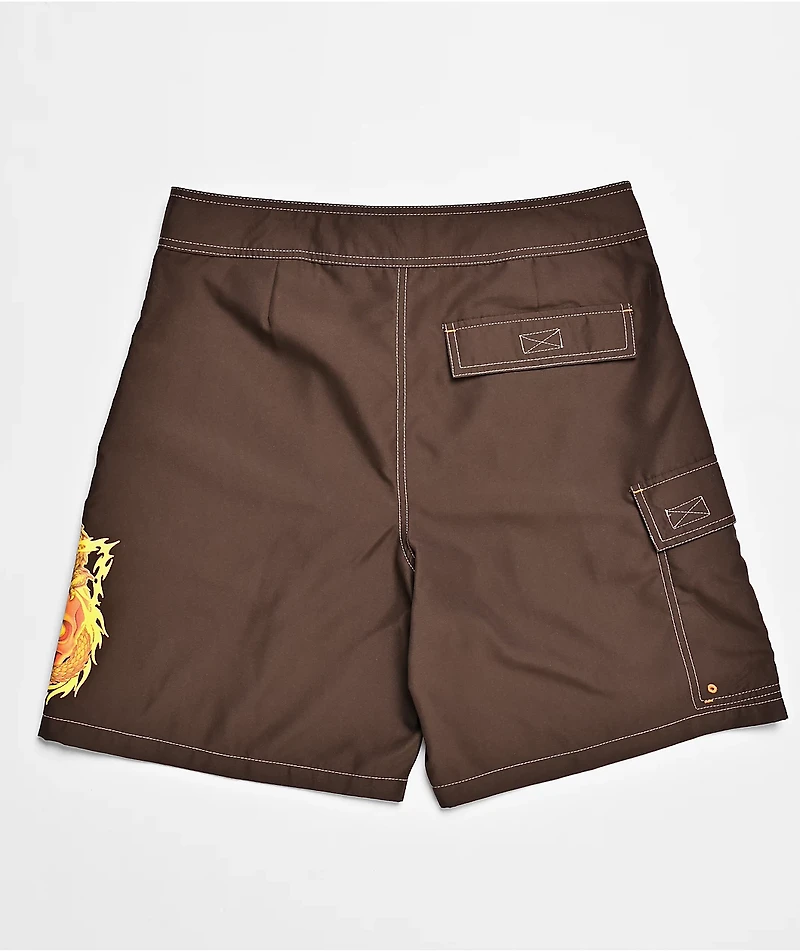 Empyre Skull Brown Cargo Board Shorts