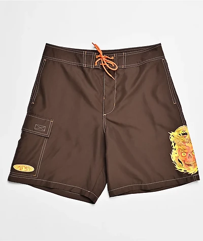 Empyre Skull Brown Cargo Board Shorts