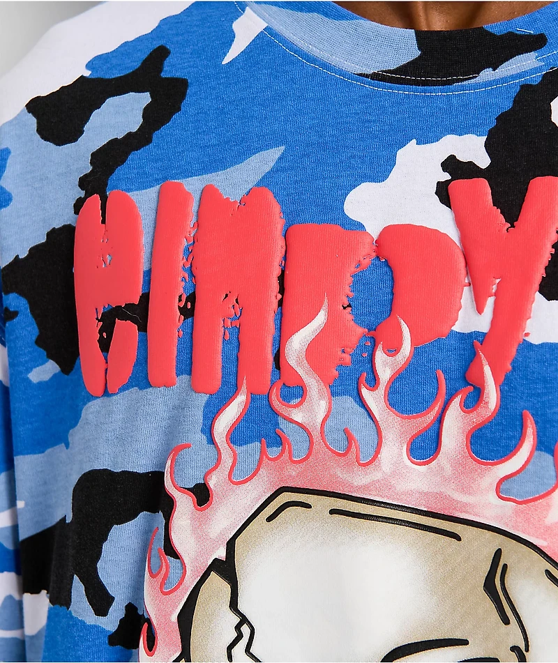 Empyre Skull Loose Screw Blue & White 2fer Long Sleeve T-Shirt