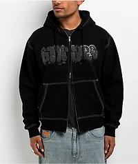 Empyre Slime Rhinestone Black Crop Zip Hoodie