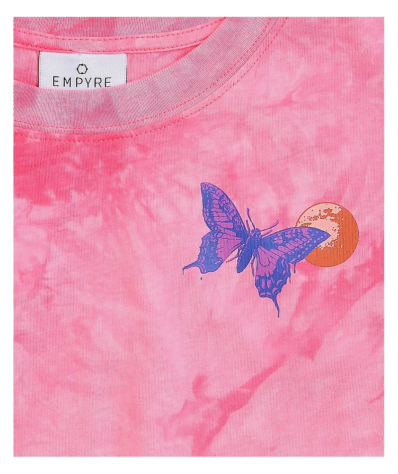 Empyre Sloane Skull Garden Pink Tie Front T-Shirt