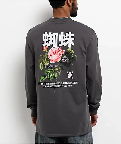 Empyre Spider Rose Charcoal Long Sleeve T-Shirt