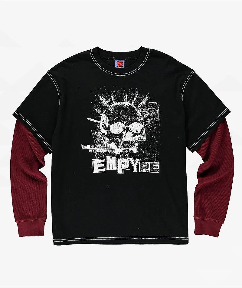 Empyre Spiked Loose Screw Black & Red 2fer Long Sleeve T-Shirt