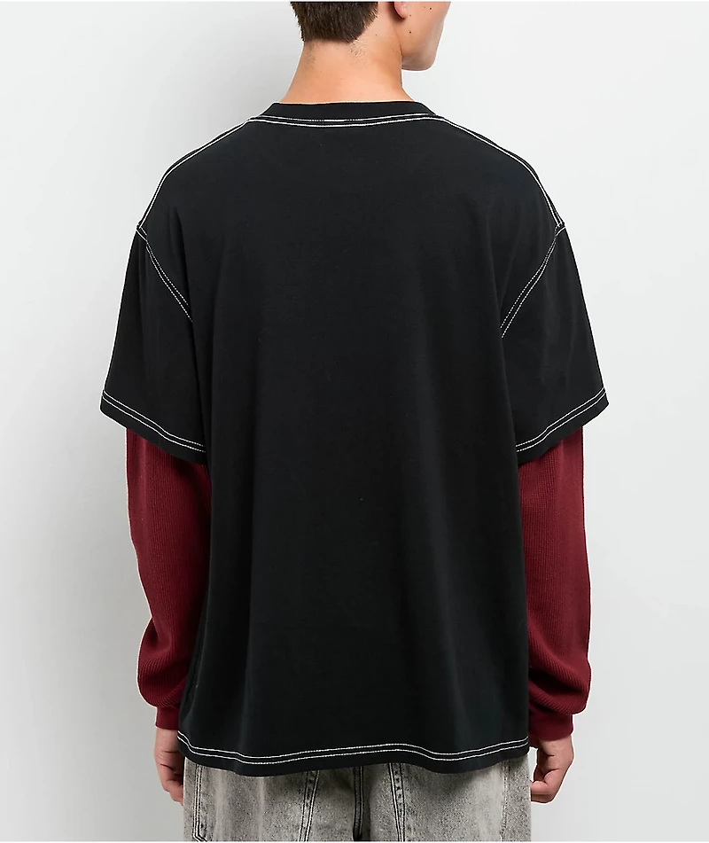 Empyre Spiked Loose Screw Black & Red 2fer Long Sleeve T-Shirt