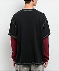 Empyre Spiked Loose Screw Black & Red 2fer Long Sleeve T-Shirt