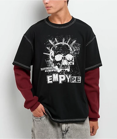Empyre Spiked Loose Screw Black & Red 2fer Long Sleeve T-Shirt