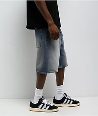 Empyre Spin Off Blasted Blue Wash Loose Fit Skate Shorts