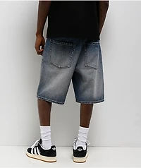 Empyre Spin Off Blasted Blue Wash Loose Fit Skate Shorts