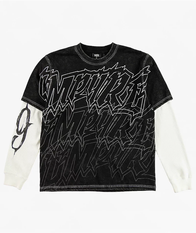 Empyre Sports Homie Black Wash & Natural 2fer Long Sleeve T-Shirt