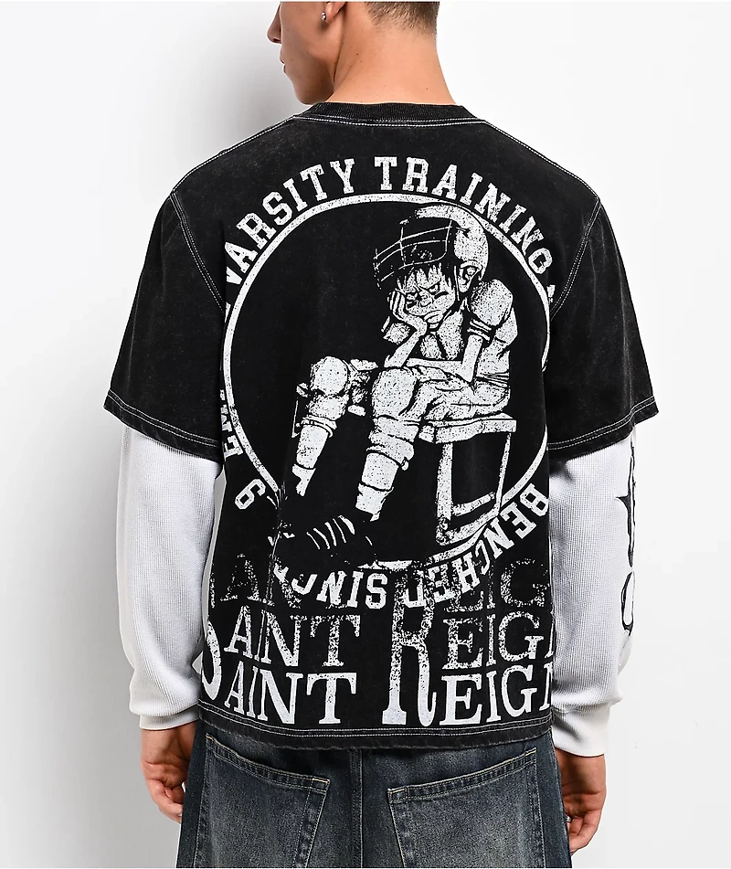 Empyre Sports Homie Black Wash & Natural 2fer Long Sleeve T-Shirt