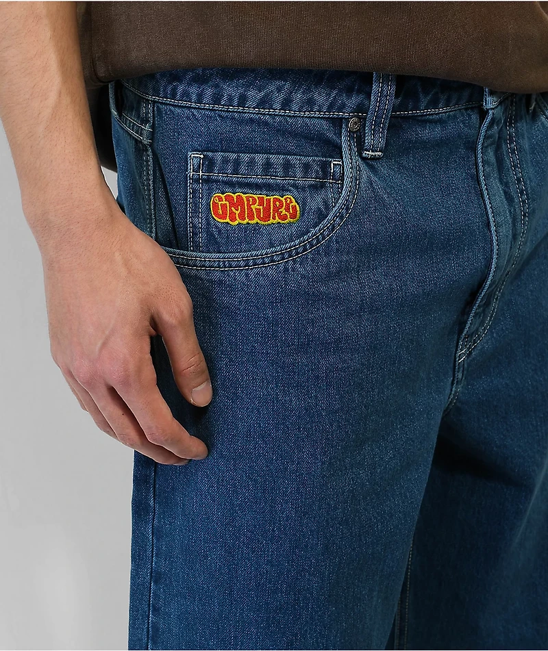 Empyre Spray Can Embroidery Blue Denim Skate Jeans
