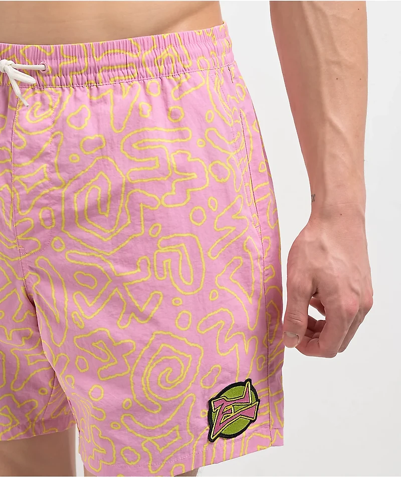 Empyre Squiggle Floater Pink & Yellow Board Shorts