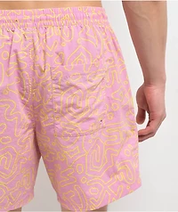 Empyre Squiggle Floater Pink & Yellow Board Shorts