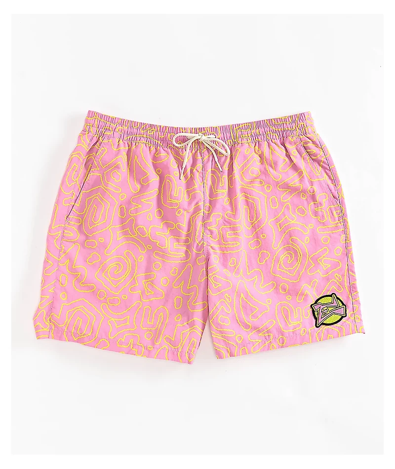 Empyre Squiggle Floater Pink & Yellow Board Shorts