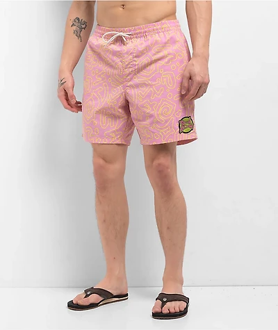 Empyre Squiggle Floater Pink & Yellow Board Shorts