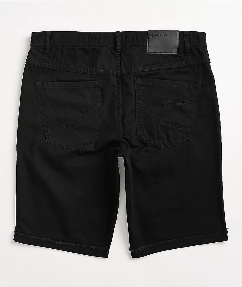 Empyre State Black Destroyed Denim Shorts