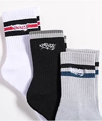 Empyre Stripe Logo Black, White, & Grey 3-Pack Quarter Socks
