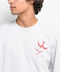 Empyre Swallows And Roses Grey Long Sleeve T-Shirt