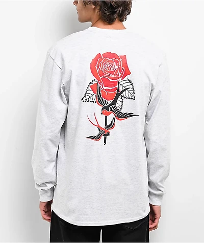 Empyre Swallows And Roses Grey Long Sleeve T-Shirt