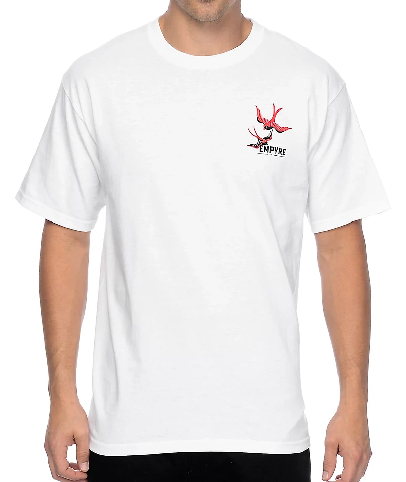 Empyre Swallows And Roses White T-Shirt