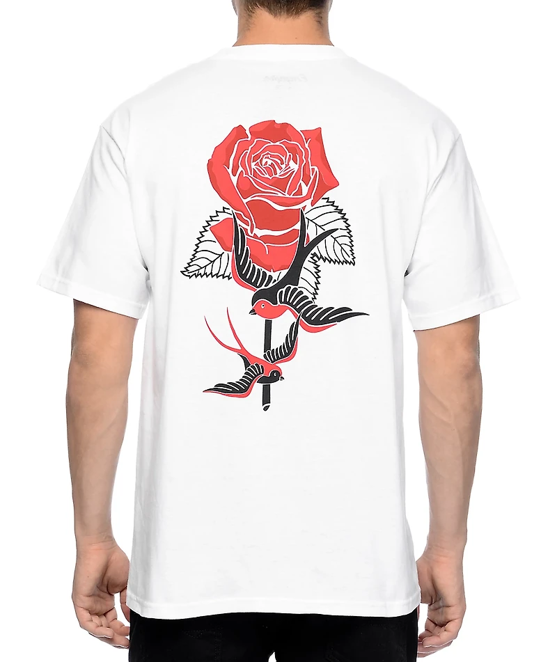 Empyre Swallows And Roses White T-Shirt