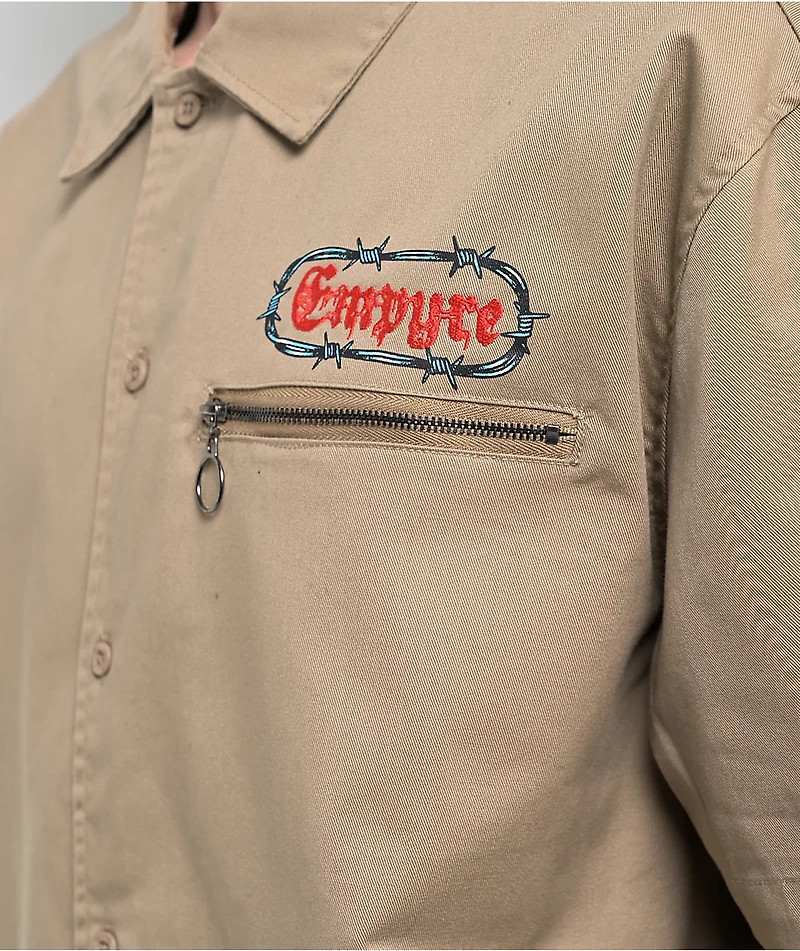 Empyre Swarm Woven Tan Short Sleeve Shirt
