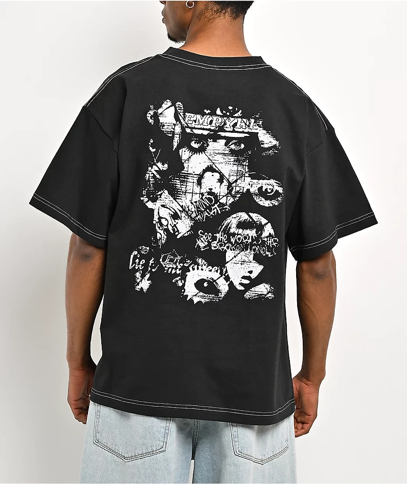 Empyre Sweet Grunge Black Contrast Stitch T-Shirt
