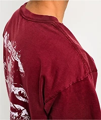 Empyre Sweet Grunge Maroon Wash Boxy T-Shirt