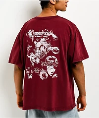 Empyre Sweet Grunge Maroon Wash Boxy T-Shirt