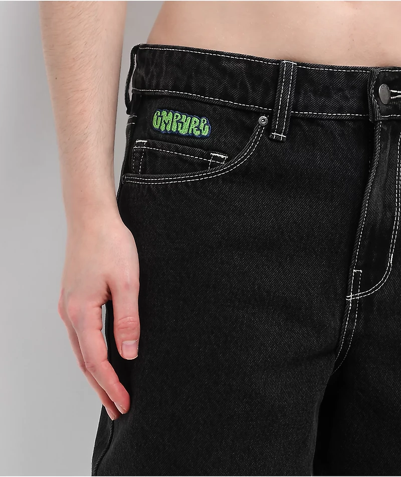 Empyre Sydney Marble Black Wash Loose Fit Denim Shorts