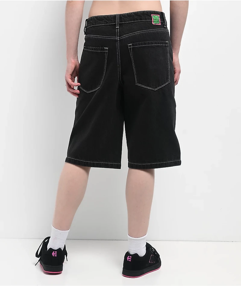 Empyre Sydney Marble Black Wash Loose Fit Denim Shorts