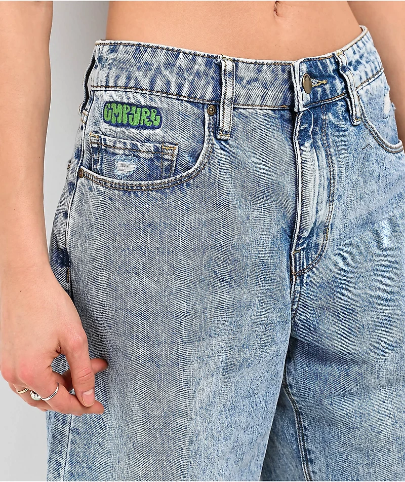 Empyre Sydney Partay Blue Light Wash Denim Shorts