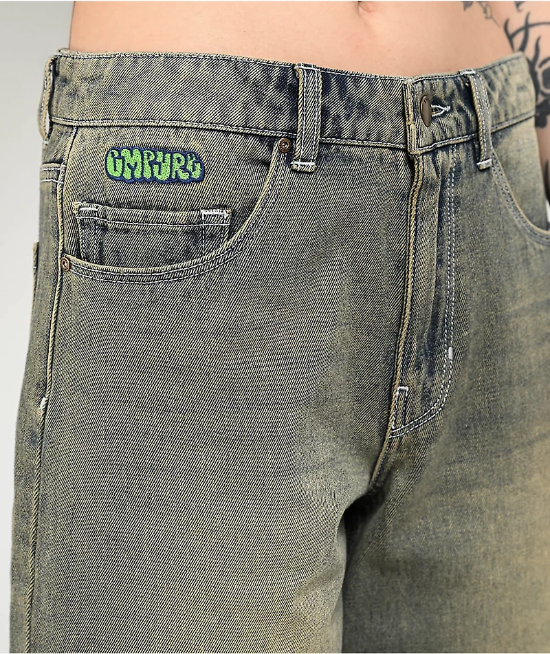 Empyre Sydney Petrol Wash Loose Fit Denim Shorts