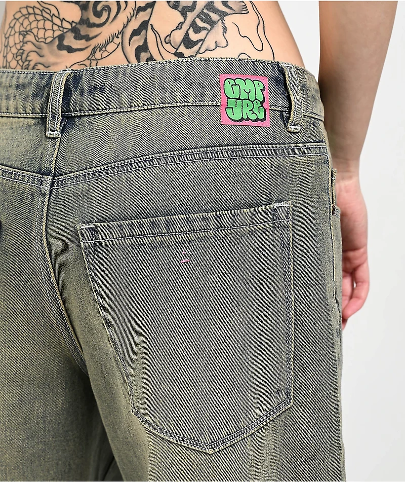 Empyre Sydney Petrol Wash Loose Fit Denim Shorts