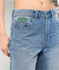 Empyre Sydney Shindig Light Blue Wash Loose Fit Denim Shorts