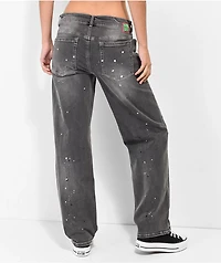 Empyre Tara Splatter Grey Low Rise Denim Skate Jeans