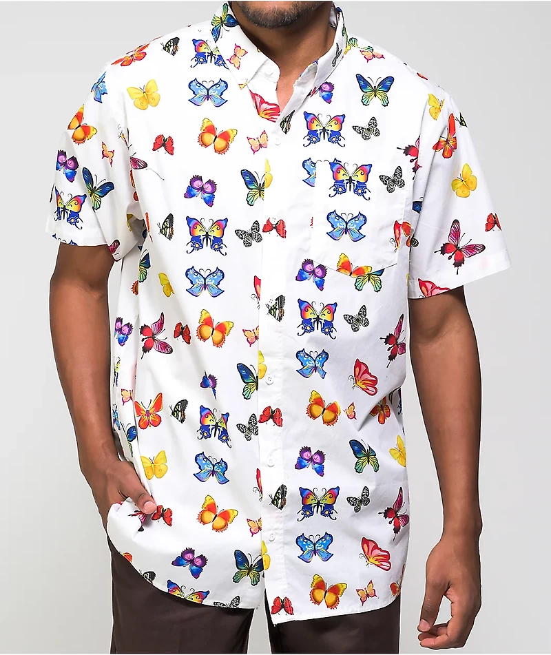 Empyre Tate Flutter By White Short Sleeve Button Up Shirt