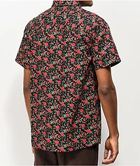 Empyre Tate Roses Black & Red Short Sleeve Button Up Shirt