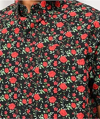 Empyre Tate Roses Black & Red Short Sleeve Button Up Shirt