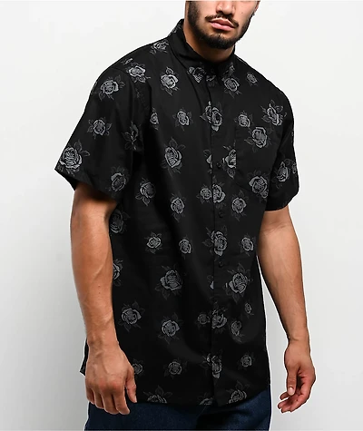 Empyre Tate Roses Black Button Up Shirt