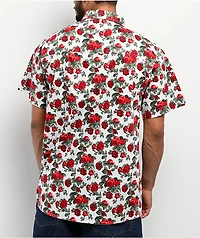 Empyre Tate Roses White & Red Button Up Shirt