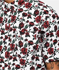 Empyre Tate Roses White Short Sleeve Button Up Shirt