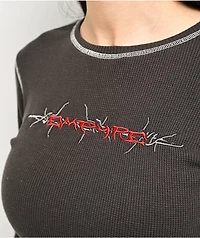 Empyre Thelma Grey Crop Thermal Long Sleeve T-Shirt