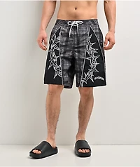 Empyre Thorn Grey Plaid & Black Board Shorts