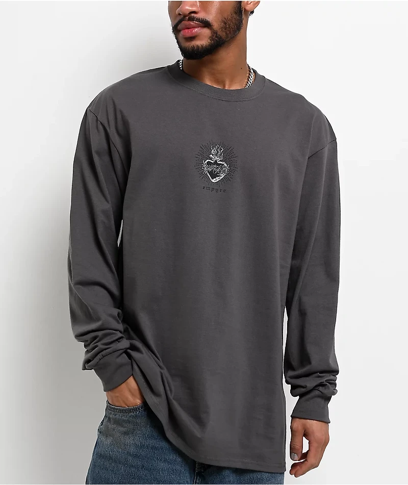 Empyre Thorned Hearts Charcoal Long Sleeve T-Shirt