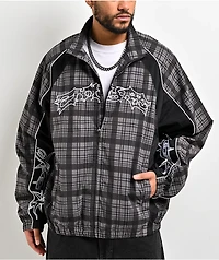 Empyre Thorns Grey Plaid & Black Windbreaker Jacket