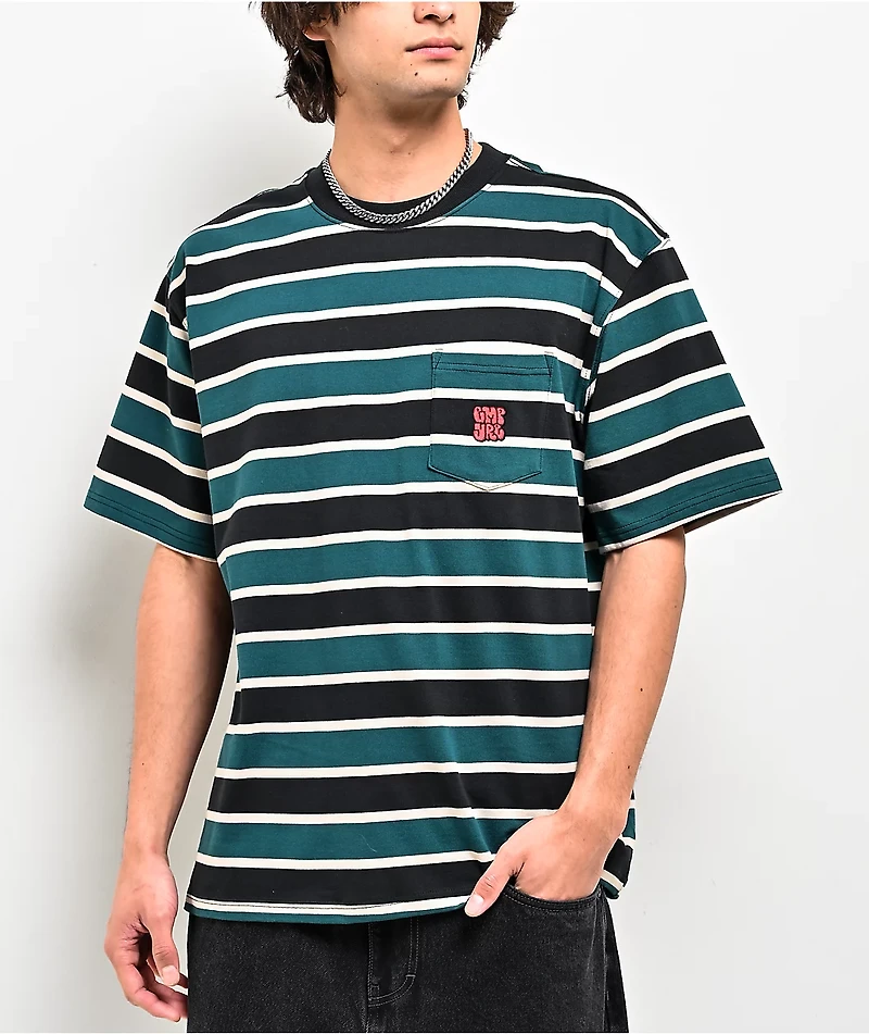 Empyre Tiger Green & Black Stripe Pocket T-Shirt
