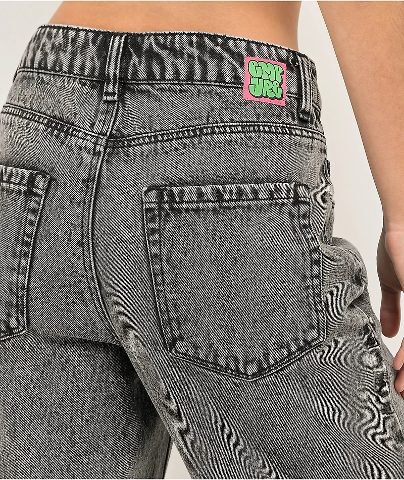 Empyre Tori Black Acid Wash Denim Shorts