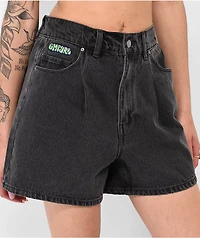 Empyre Tori Black Pleated Denim Skate Shorts